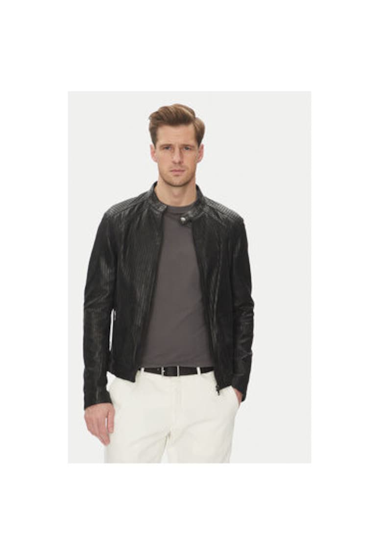 Oferte la Geaca din piele barbati  LENI PERFORATED - Piele naturala - Negru - Negru