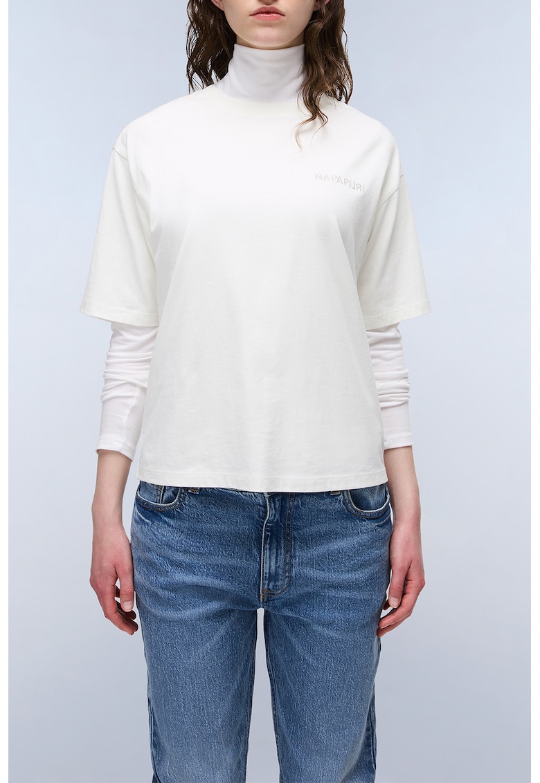 Oferte la Tricou din bumbac cu logo - Alb fildes