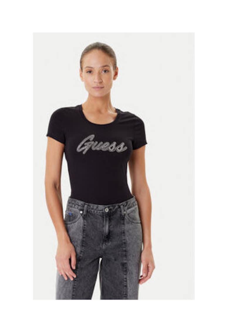 Oferte la Tricou cu decolteu rotund din amestec de bumbac organic cu logo