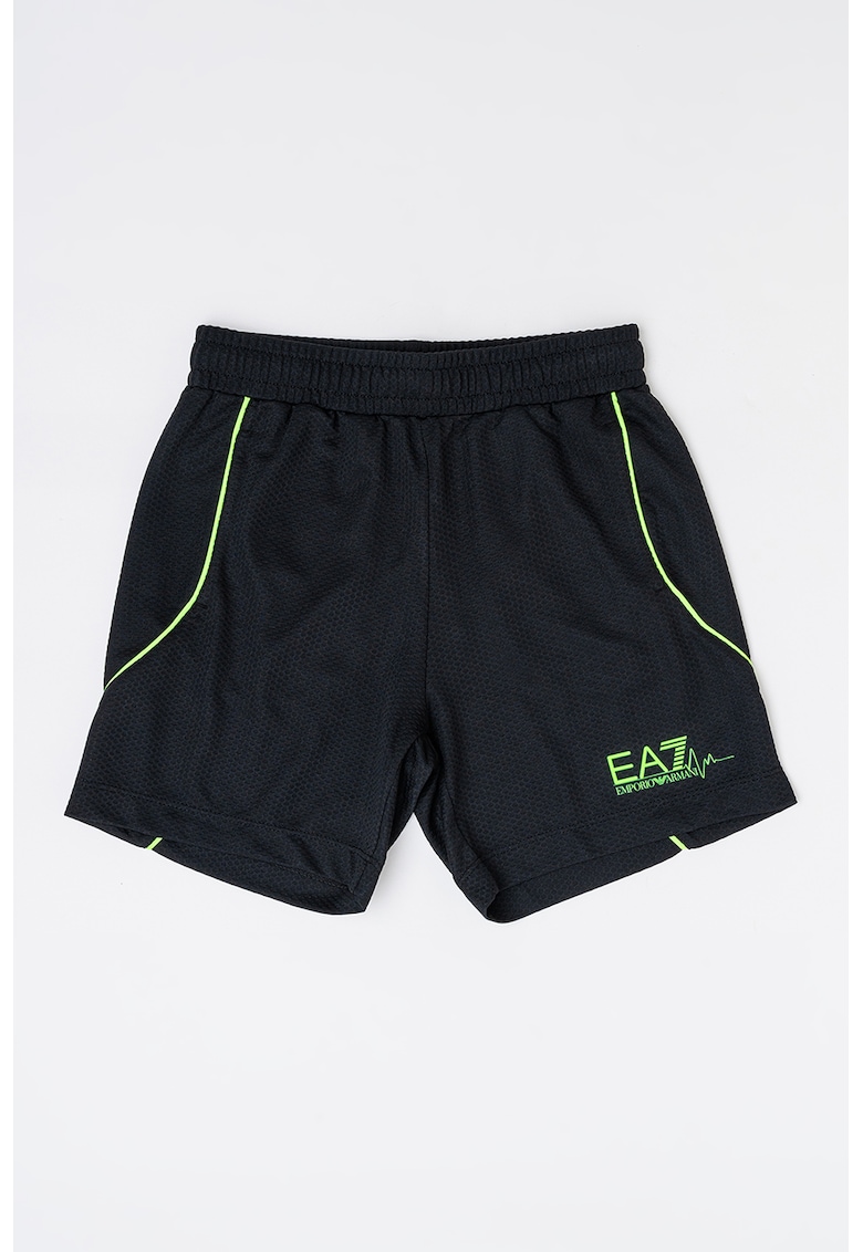 Oferte la Pantaloni scurti de bumbac cu talie elastica si logo - Negru