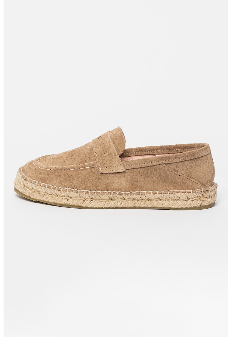 Oferte la Pantofi loafer uni de piele intoarsa - Maro taupe