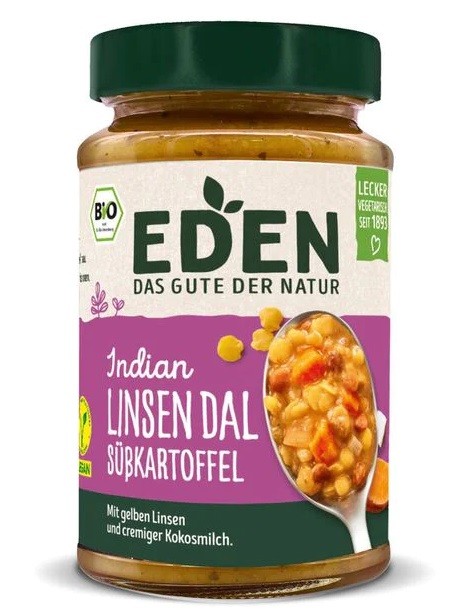 Oferte la Mancare din linte bio cu cartofi dulci in stil indian, 400g eden