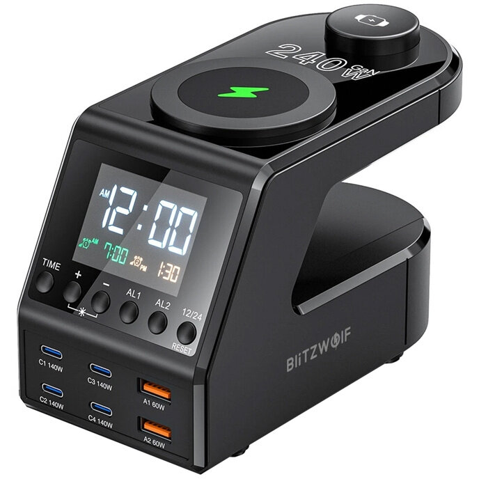 Oferte la Incarcator BW-FW10 cu incarcare wireless 15W, PD 240W, 2xUSB-A, 4xUSB-C, Negru