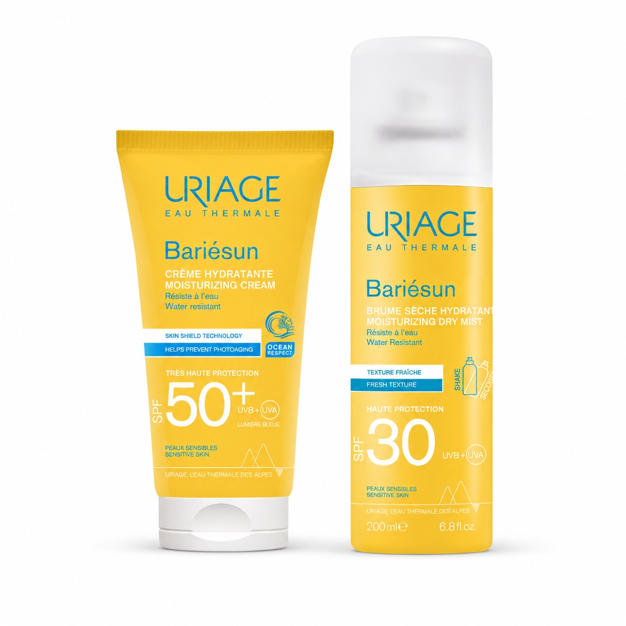 Oferte la Set Uriage Bariésun – Crema hidratanta SPF 50+, 50 ml + Spray uscat hidratant SPF 30, 200 ml