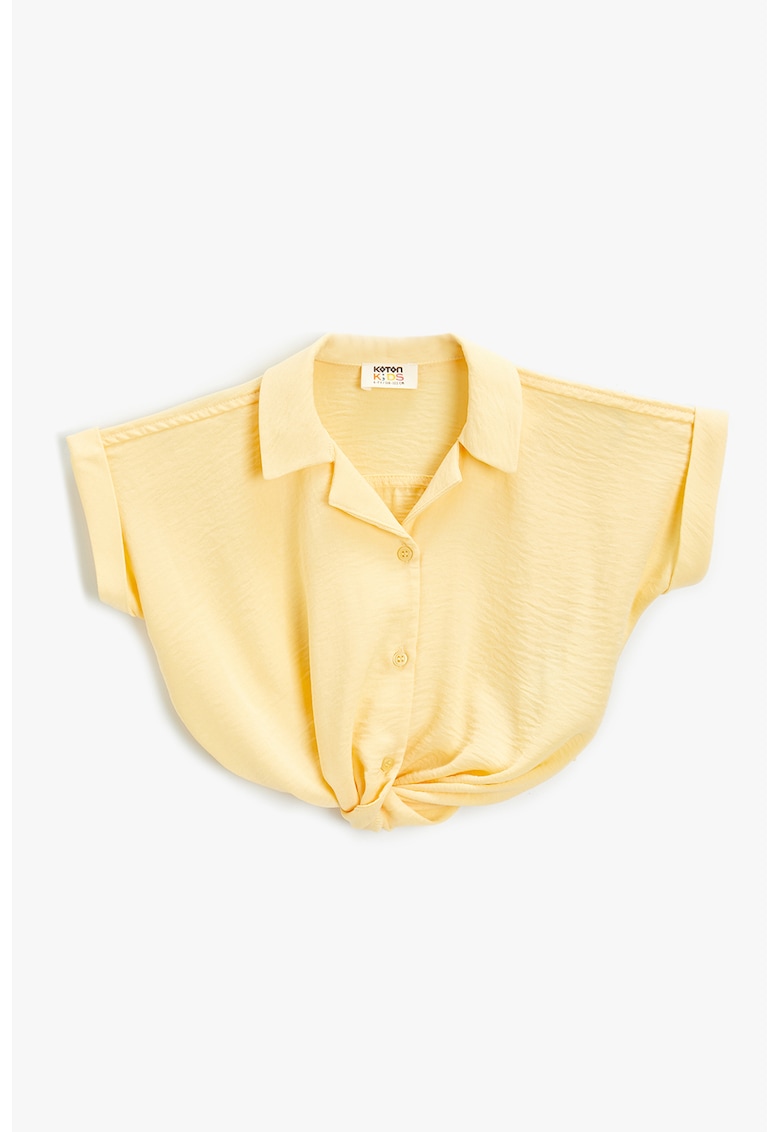 Oferte la Camasa crop cu revere decupate - Galben