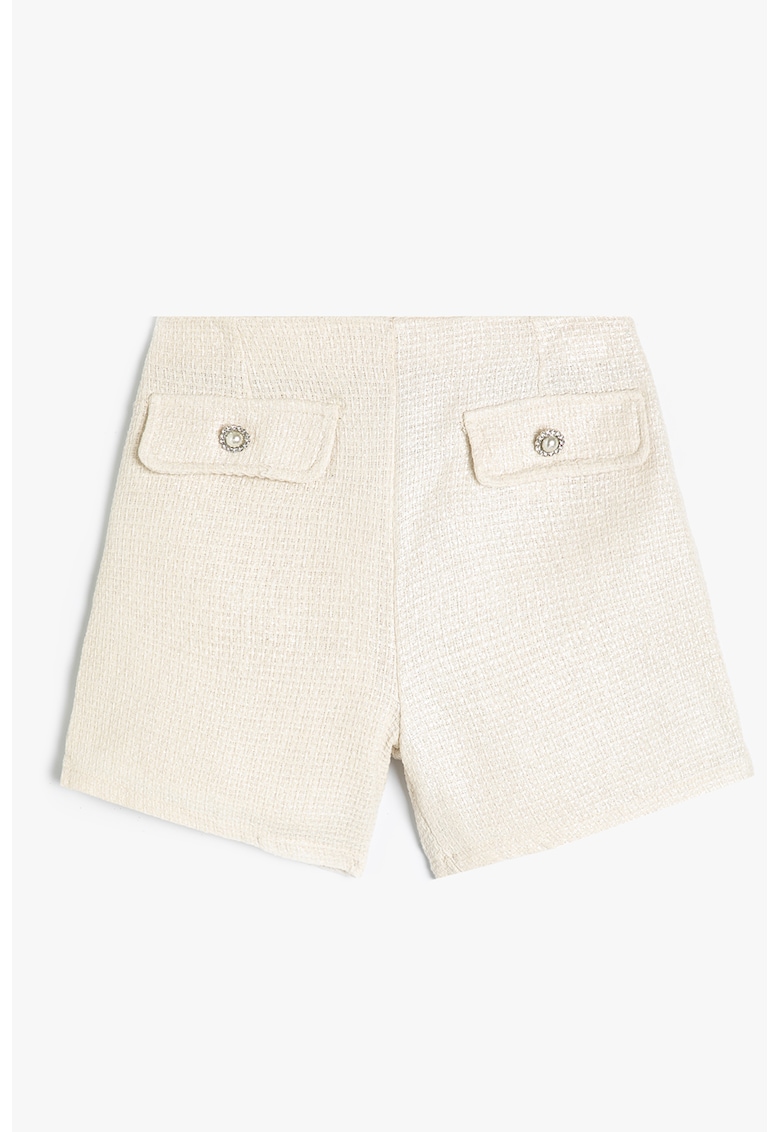 Oferte la Pantaloni scurti texturati din amestec de bumbac - Crem