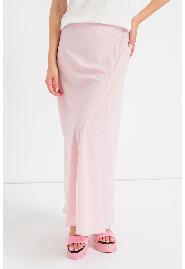 Oferte la Fusta lunga evazata cu talie inalta - Roz pastel