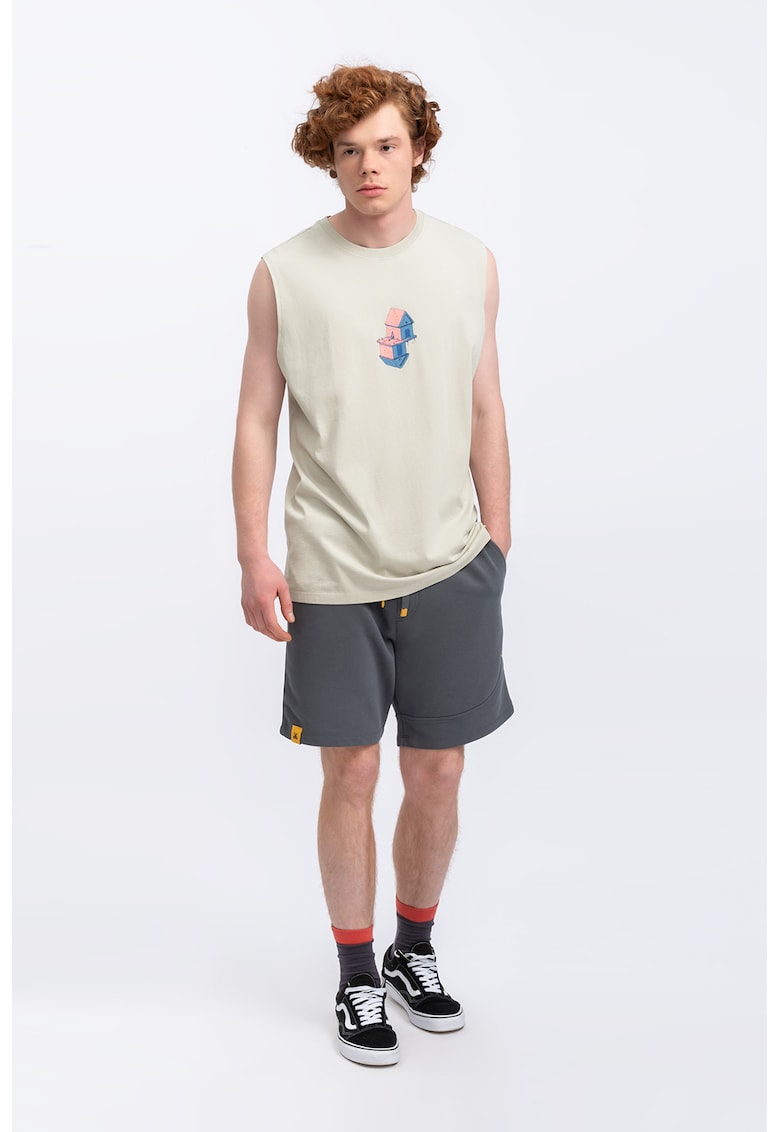Oferte la Top unisex cu imprimeu grafic - Alb murdar
