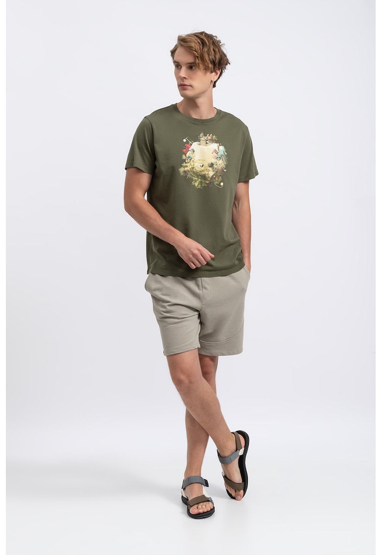 Oferte la Tricou unisex cu imprimeu grafic - Kaki/Bej deschis