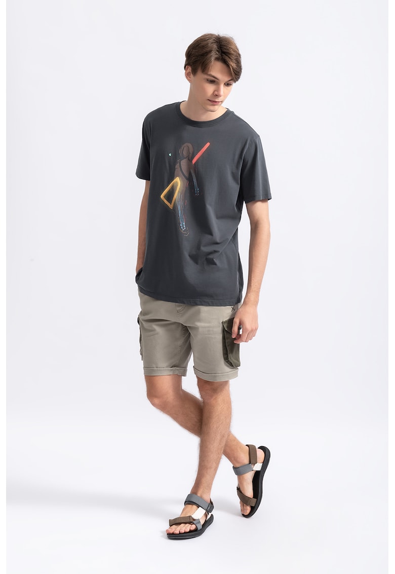 Oferte la Tricou unisex cu imprimeu grafic - Gri antracit