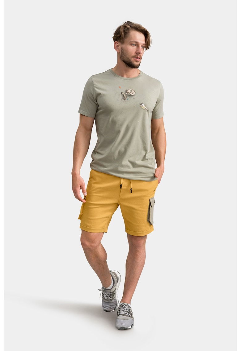 Oferte la Pantaloni scurti cargo cu talie ajustabila - Galben sofran/Kaki