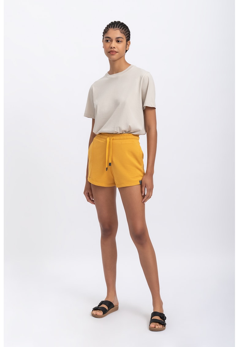 Oferte la Pantaloni scurti cu talie inalta si snur - Galben mustar