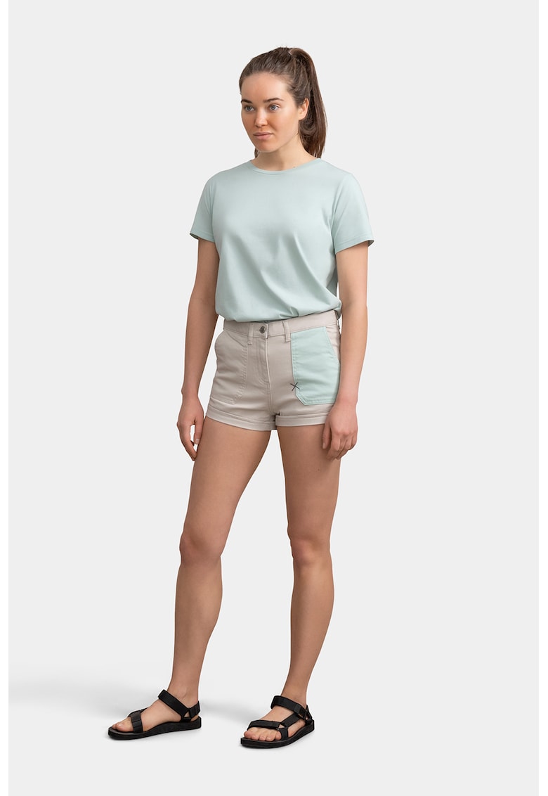 Oferte la Pantaloni scurti de denim cu buzunar constrastant - Maro taupe deschis/Albastru glaciar