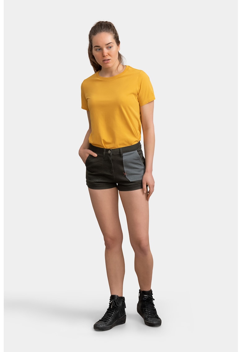 Oferte la Pantaloni scurti de denim cu buzunar constrastant - Negru stins/Gri inchis