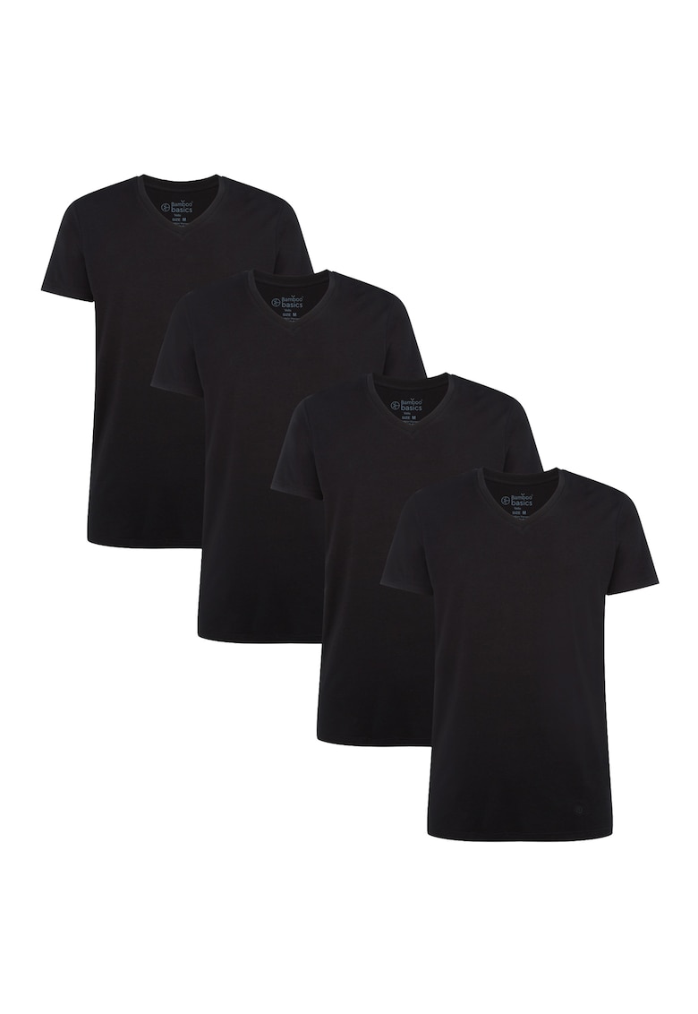 Oferte la Set de tricouri cu decolteu in V Velo - 4 piese - Negru