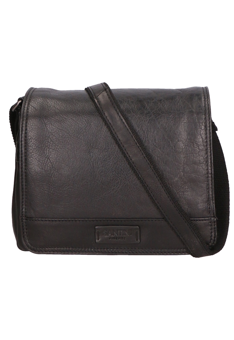 Oferte la Geanta crossbody unisex de piele cu buzunare multiple - Negru
