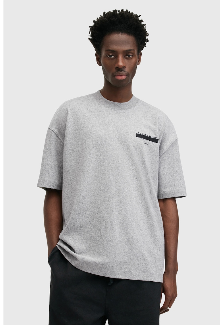 Oferte la Tricou supradimensionat de bumbac organic Redact - Negru/Gri deschis melange