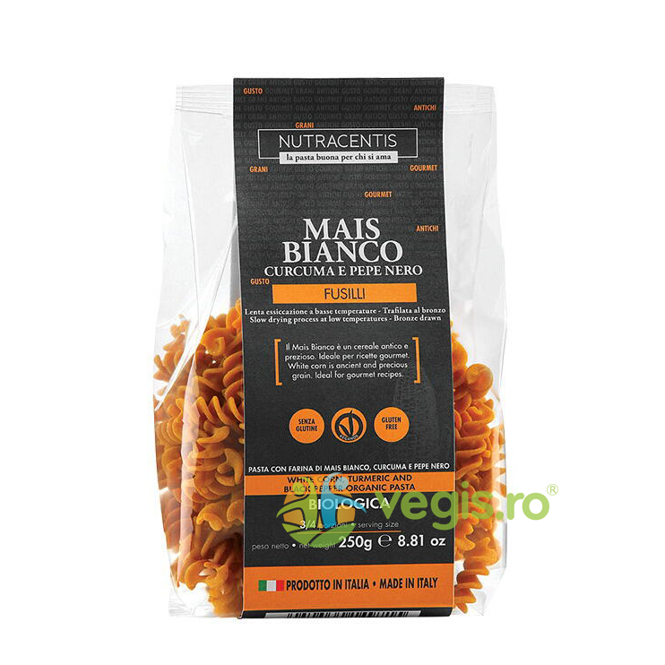 Oferte la Paste din Faina de Porumb Alb cu Turmeric si Piper fara Gluten Ecologice/Bio 250g