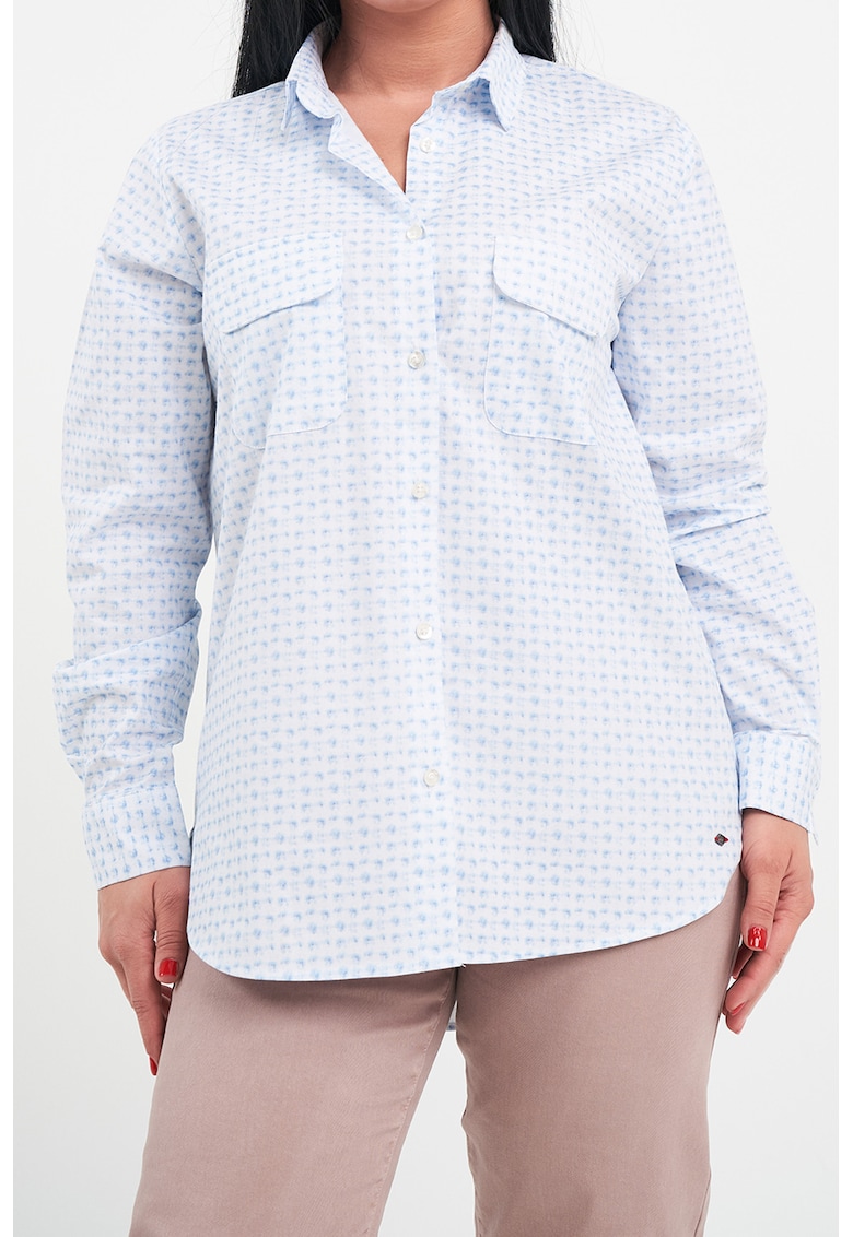 Oferte la Camasa relaxed-fit cu buzunare pe piept - Alb/Albastru