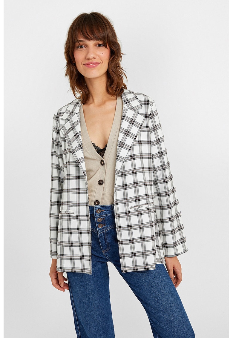 Oferte la Sacou cu model in carouri - Negru/Maro/Alb optic