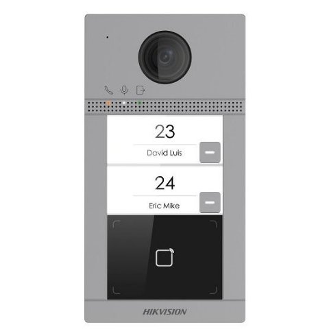 Oferte la Post de exterior videointerfon IP Hikvision DS-KV8213-WME1, WiFi, 2 butoane de apelare, pentru 2 familii, montaj aplicat