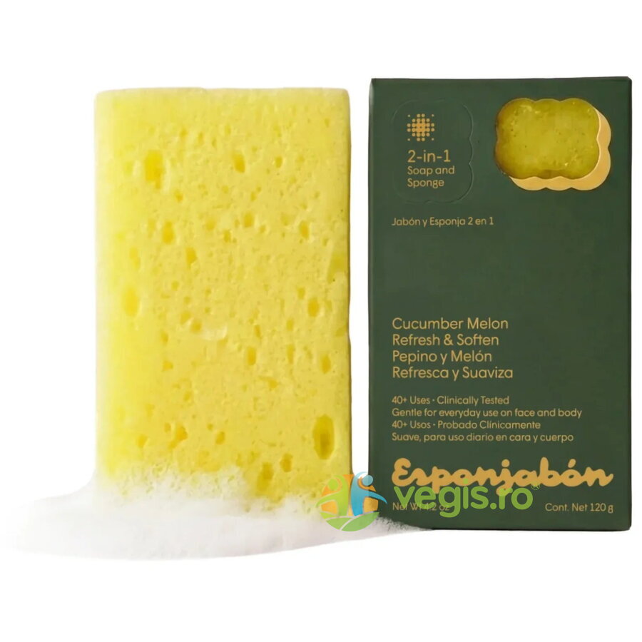 Oferte la Burete de Baie si Sapun Incorporat 2 in 1 cu Efect Hidratant cu Extract de Castraveti si Pepene Galben 120g
