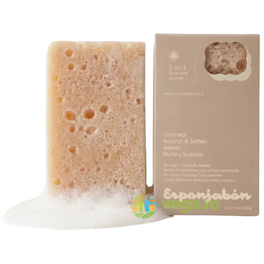 Oferte la Burete de Baie si Sapun Incorporat 2 in 1 cu Efect Calmant si Exfoliant cu Fulgi de Ovaz 120g