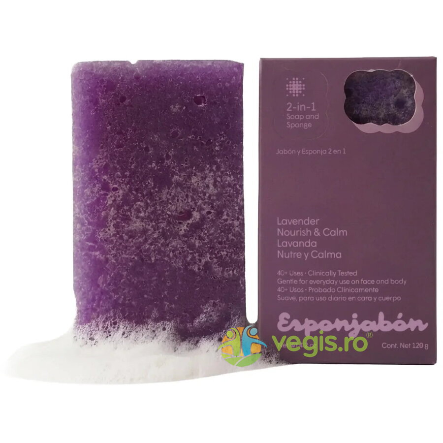 Oferte la Burete de Baie si Sapun Incorporat 2 in 1 cu Efect Hranitor si Calmant cu Parfum de Lavanda 120g