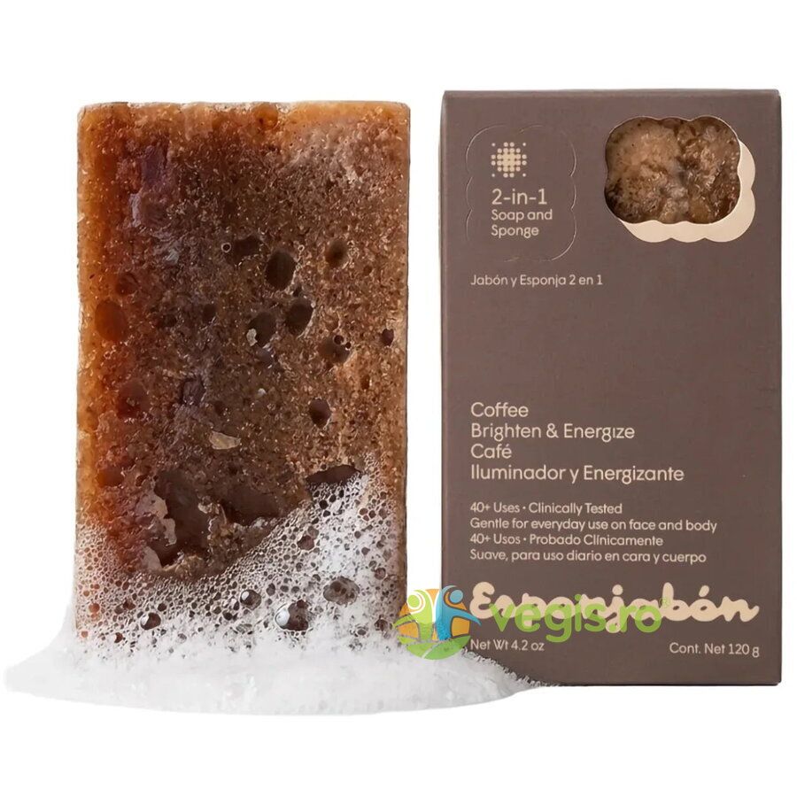 Oferte la Burete de Baie si Sapun Incorporat 2 in 1 cu Efect de Luminozitate cu Pudra de Cafea 120g