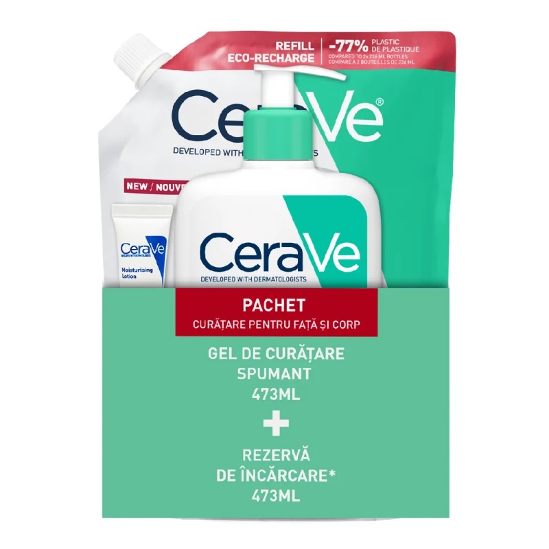 Oferte la Pachet CeraVe Gel spumant de curatare, 473 ml + Rezerva Gel spumant de curatare, 473 ml