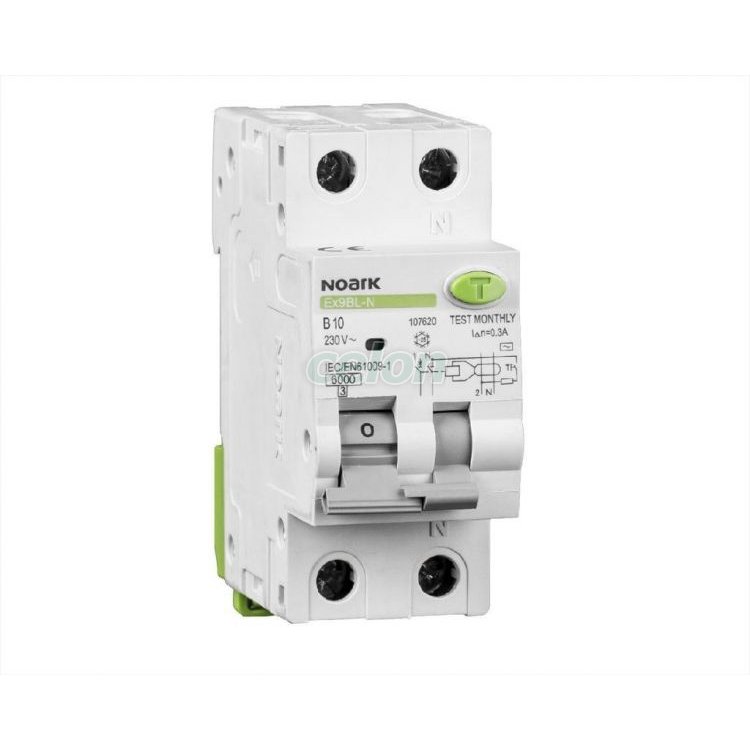 Oferte la Intrerupator automat cu diferencial RCBO 1P+N, 16A,6kA, tipA, curbaC, 30mA, Noark Ex9BL-N 107646