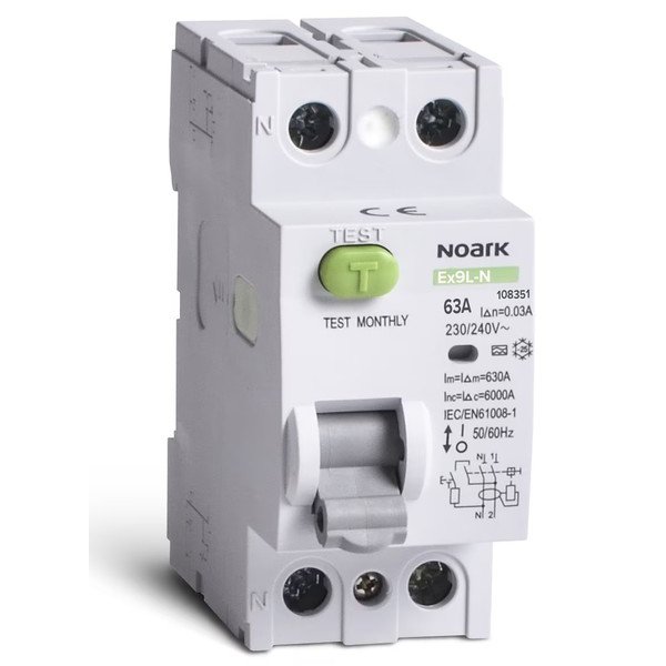 Oferte la Intrerupator diferential Ex9L-N RCCB 2P, 63A, 6kA, tipA, 30mA Noark 108351