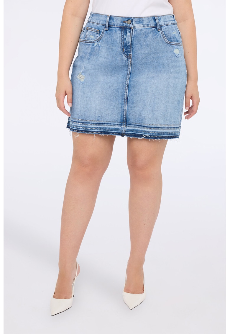 Oferte la Fusta mini de denim cu talie inalta - Albastru deschis