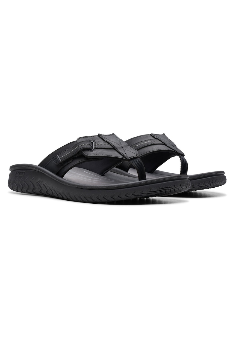 Oferte la Papuci flip-flop barbati  26176988 - Piele naturala - Negru - Negru