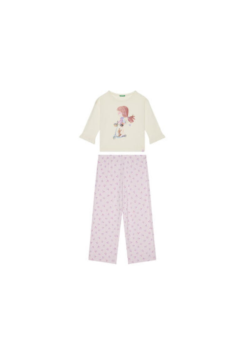 Oferte la Pijama fete  3Y5E0P08B - Bumbac/Viscoza - Ecru/Roz - Ecru/Roz