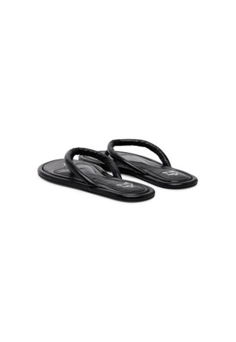 Oferte la Papuci flip-flop dama  GRENADA - Piele naturala - Negru - Negru