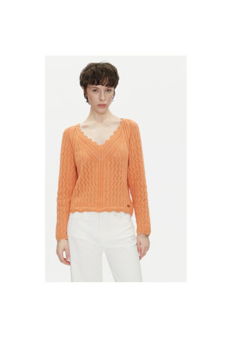 Oferte la Pulover dama  PL702288 - Bumbac - Portocaliu - Portocaliu