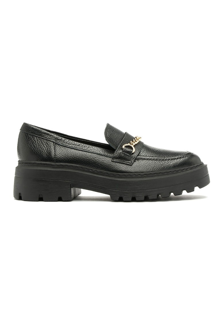 Oferte la Pantofi loafer de piele cu detaliu metalic Pauline - Auriu/Negru