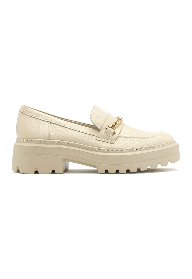 Oferte la Pantofi loafer de piele cu detaliu metalic Pauline - Auriu/Crem