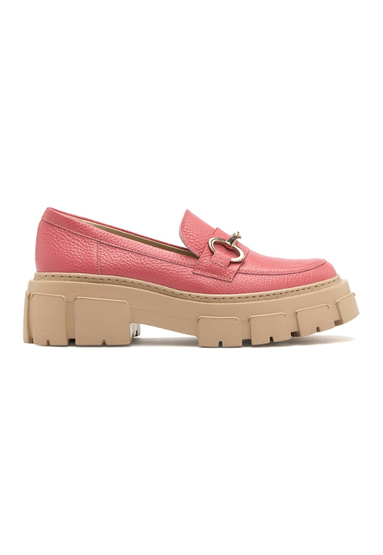 Oferte la Pantofi loafer de piele cu detaliu metalic Pauline - Auriu/Roz aprins