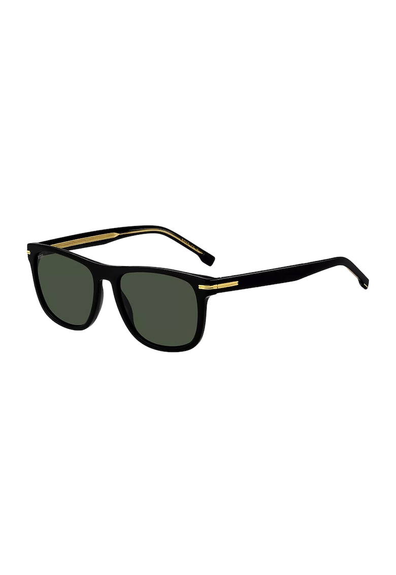 Oferte la Ochelari de soare dreptunghiulari cu lentile uni - Auriu/Negru