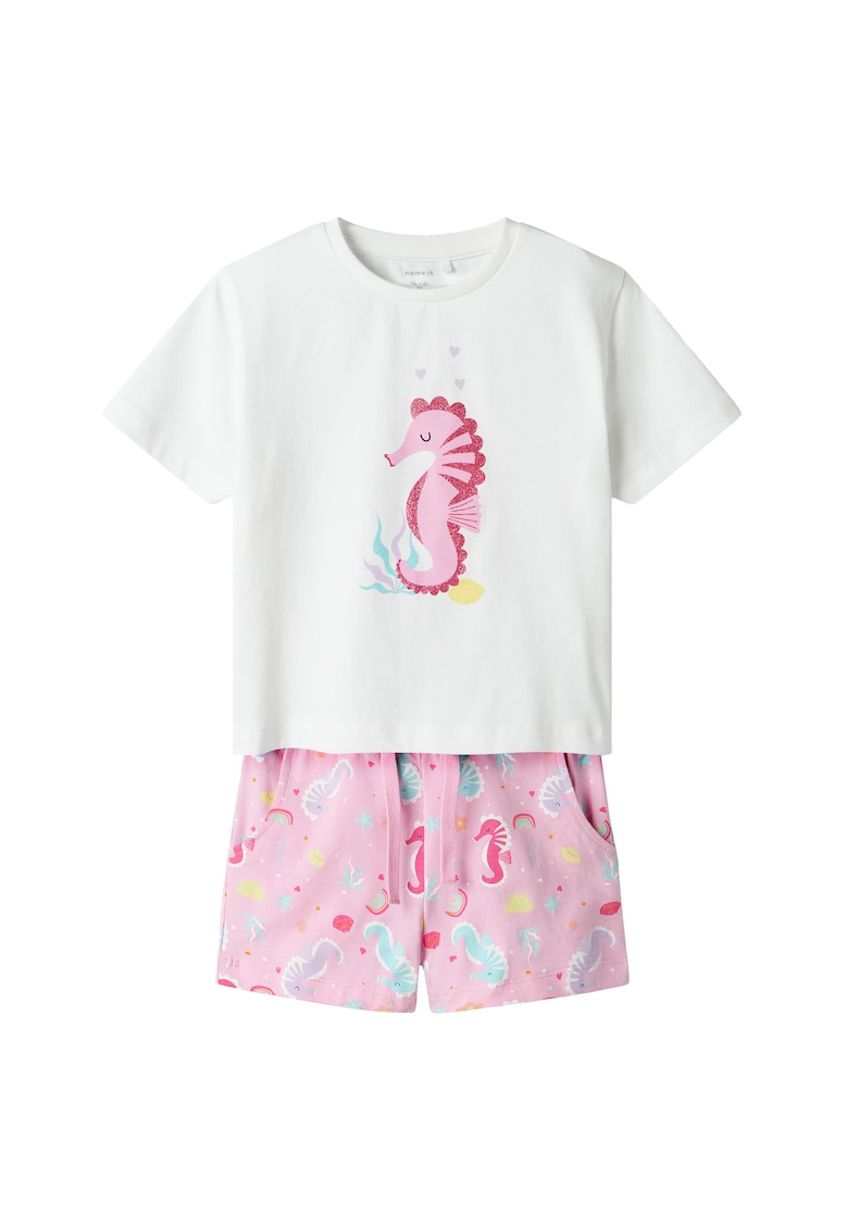 Oferte la Set tricou si pantaloni scurti fete  13239682 - Bumbac organic - Roz - Roz