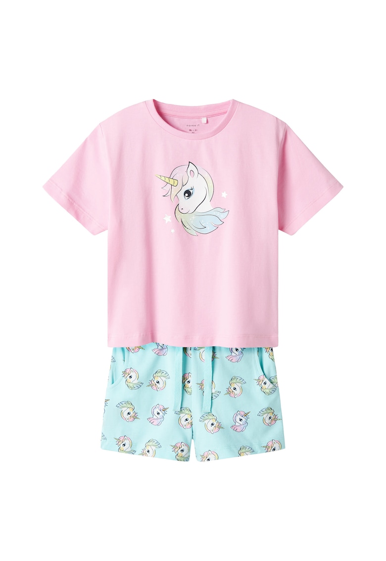 Oferte la Set tricou si pantaloni scurti fete  13239682 - Bumbac organic - Albastru deschis - Albastru deschis