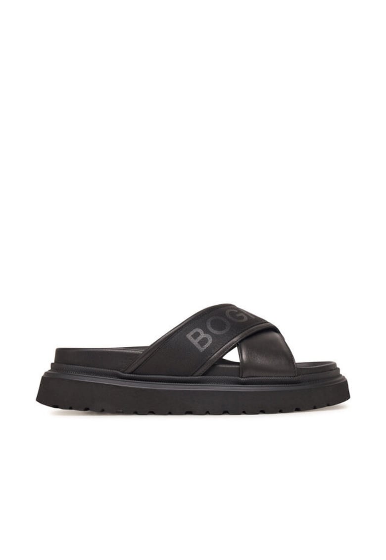 Oferte la Slapi barbati  12525221 - Piele naturala - Negru - Negru