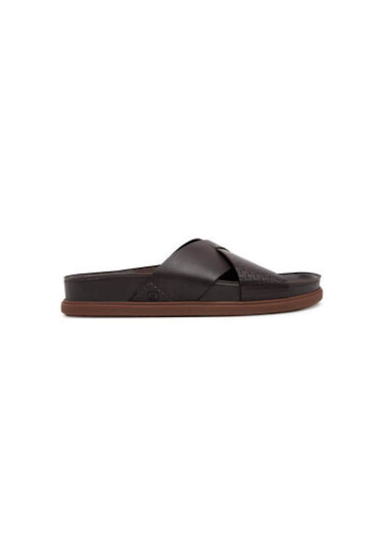 Oferte la Slapi barbati  26180888 - Piele naturala - Maro - Maro