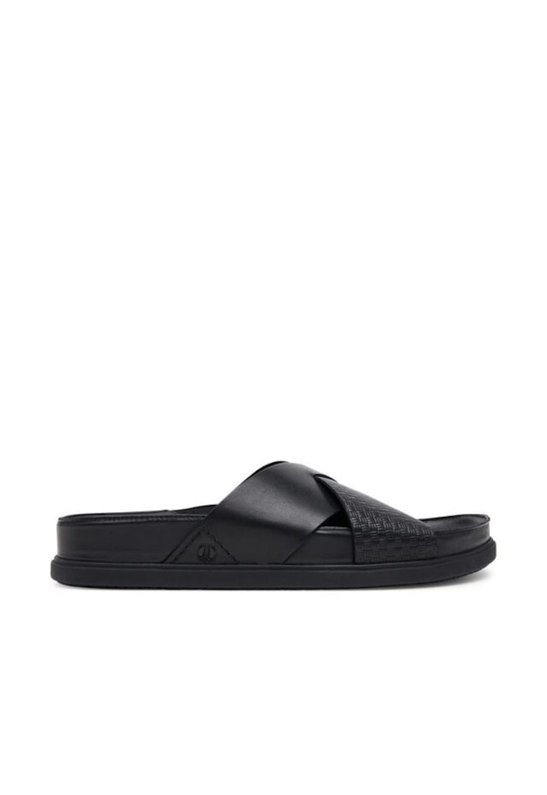Oferte la Slapi barbati  26181382 - Piele naturala - Negru - Negru