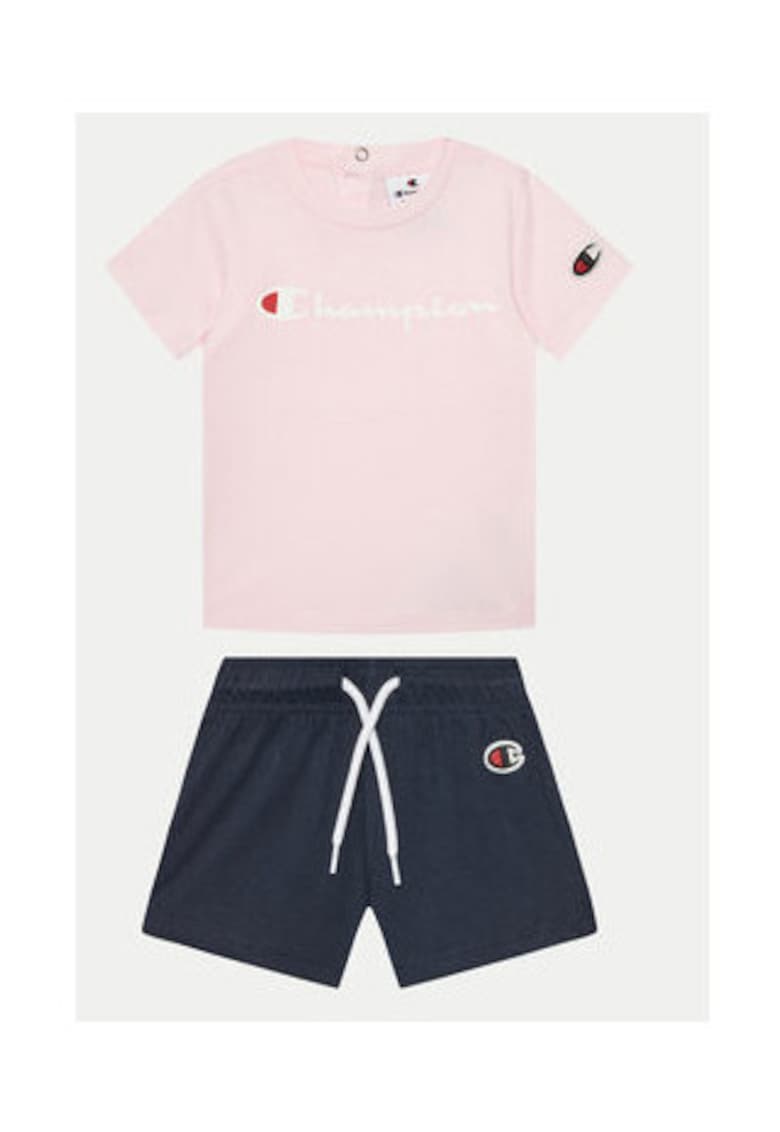 Oferte la Set tricou si pantaloni scurti fete  307055 - Bumbac - Bleumarin/Roz - Roz/Bleumarin