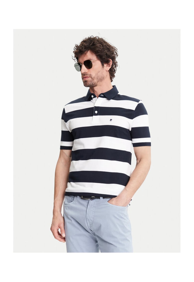 Oferte la Tricou polo barbati  C5 21394.2113 - Bumbac - Alb/Negru - Alb/Negru