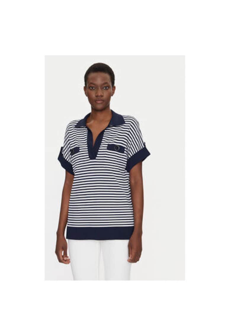 Oferte la Tricou Polo dama  58672 CAIO - Viscoza/Poliamida - Alb/Bleumarin - Alb/Bleumarin