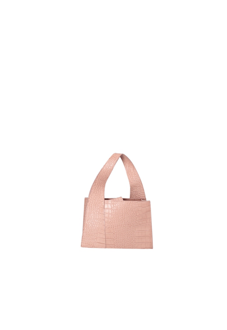 Oferte la Geanta de piele cu maner si model piele de reptila - Roz